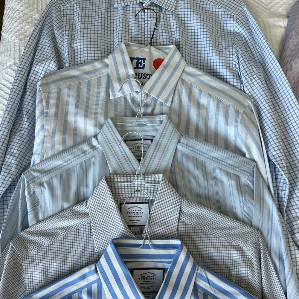 LOT OF 12 CHARLES TYWHITT DRESS SHIRTS 15.5 neck, 35 inch sleeve, extra slim